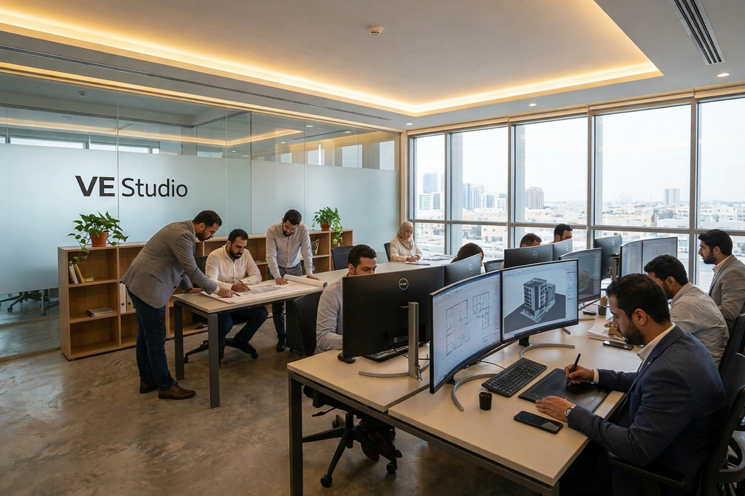 VE Studio engineering office workspace in Al Khobar